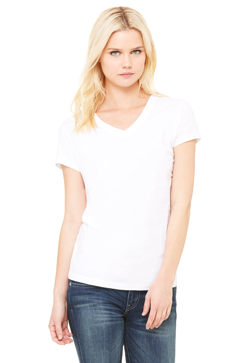 Slim fit white v neck t shirt fashion