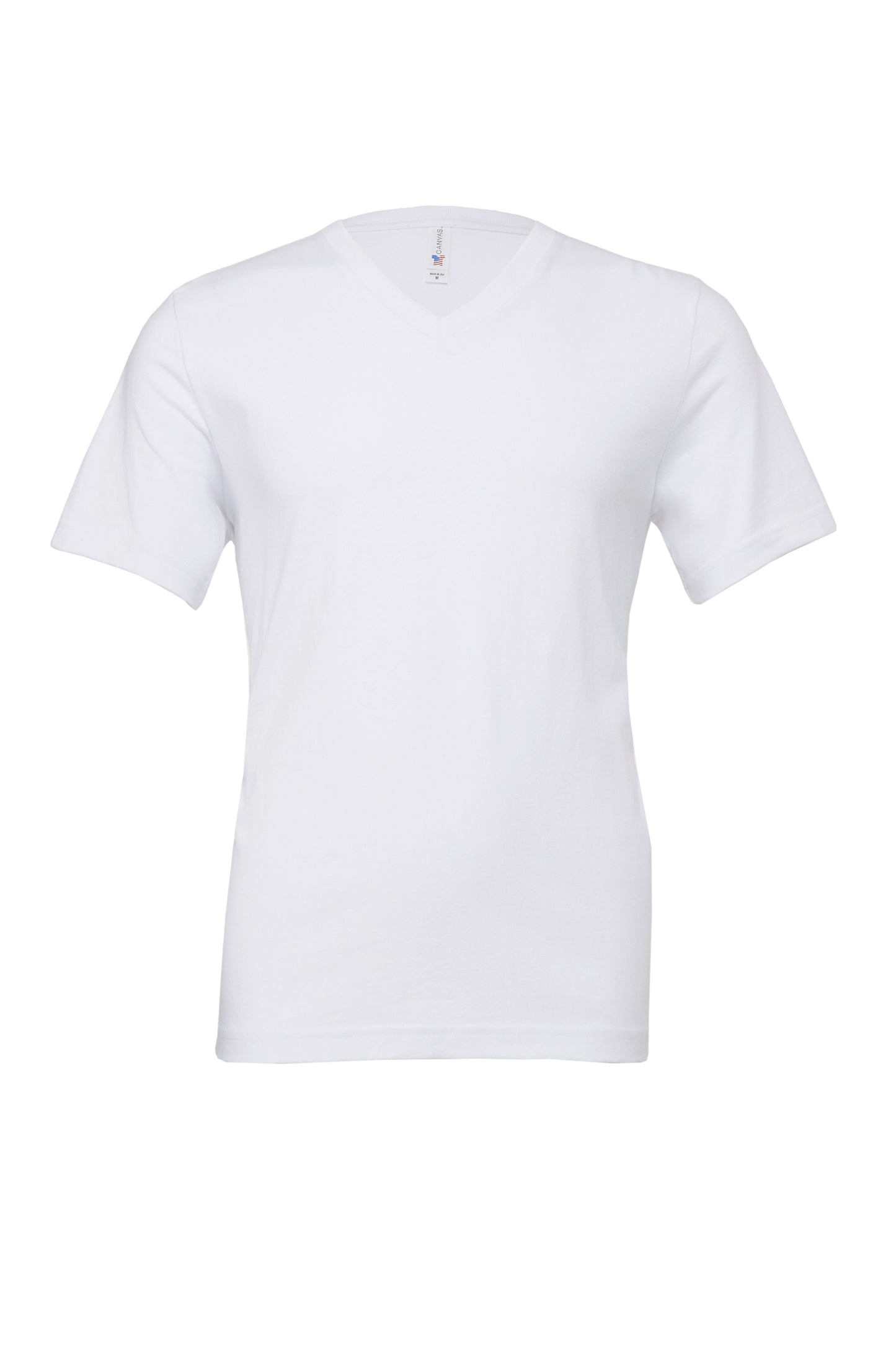 V-neck Short Sleeve Unisex Jersey Tee-White