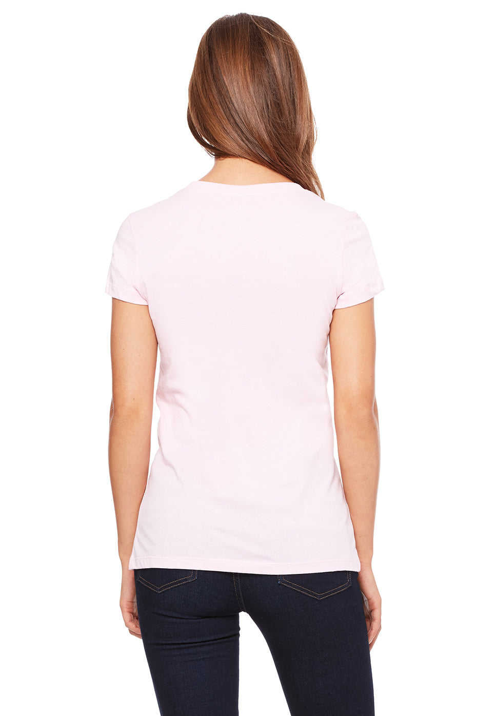 V-neck Short Sleeve Slim fit Jersey Top/Tee-Pink