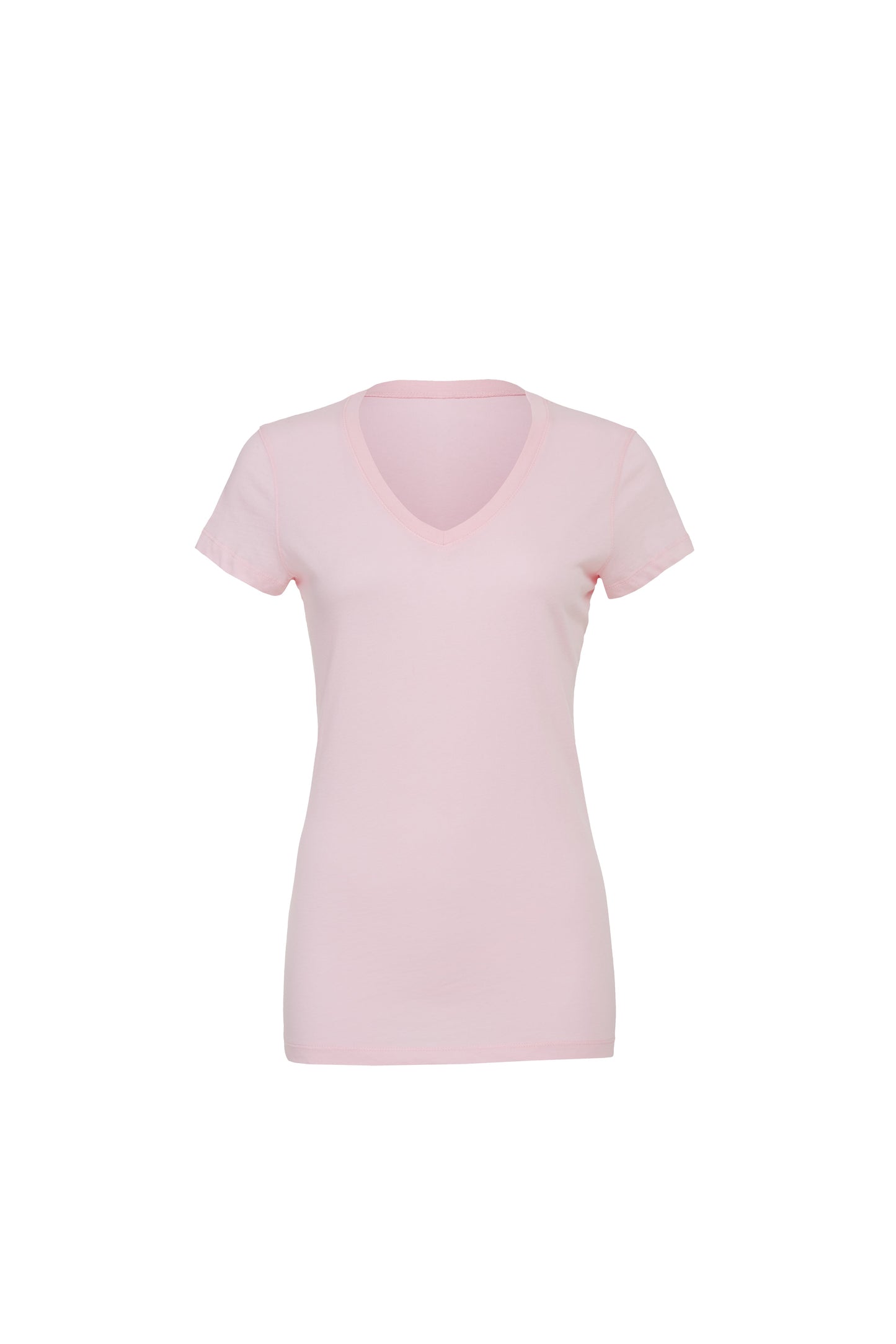 V-neck Short Sleeve Slim fit Jersey Top/Tee-Pink