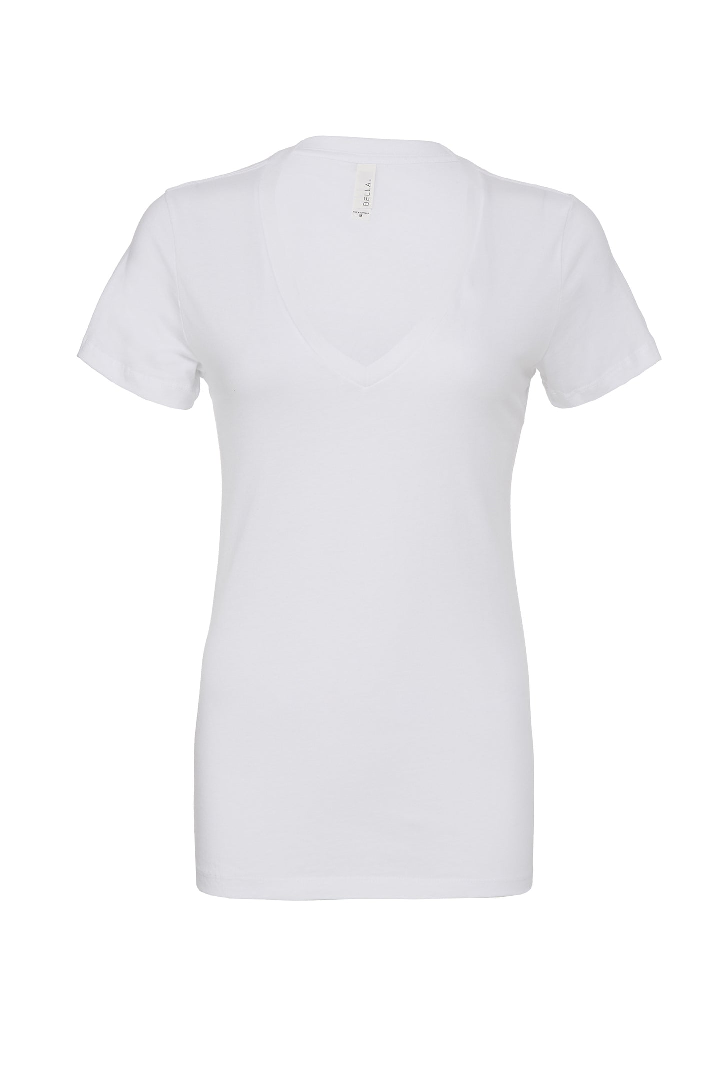 Deep V-neck Short Sleeve Slim fit Jersey Top/Tee-White