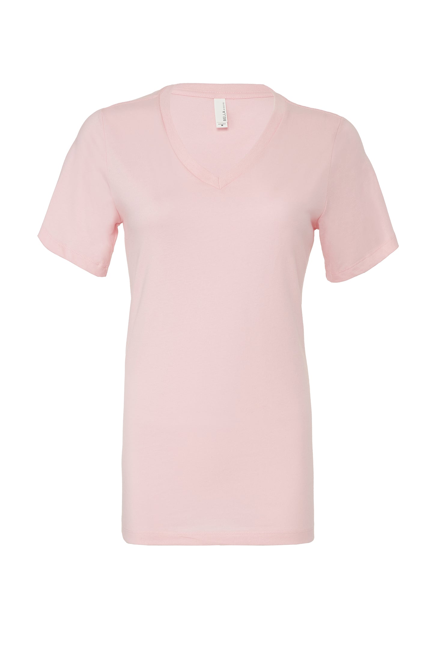 V-neck Short Sleeve Unisex Jersey Shirt-Pink