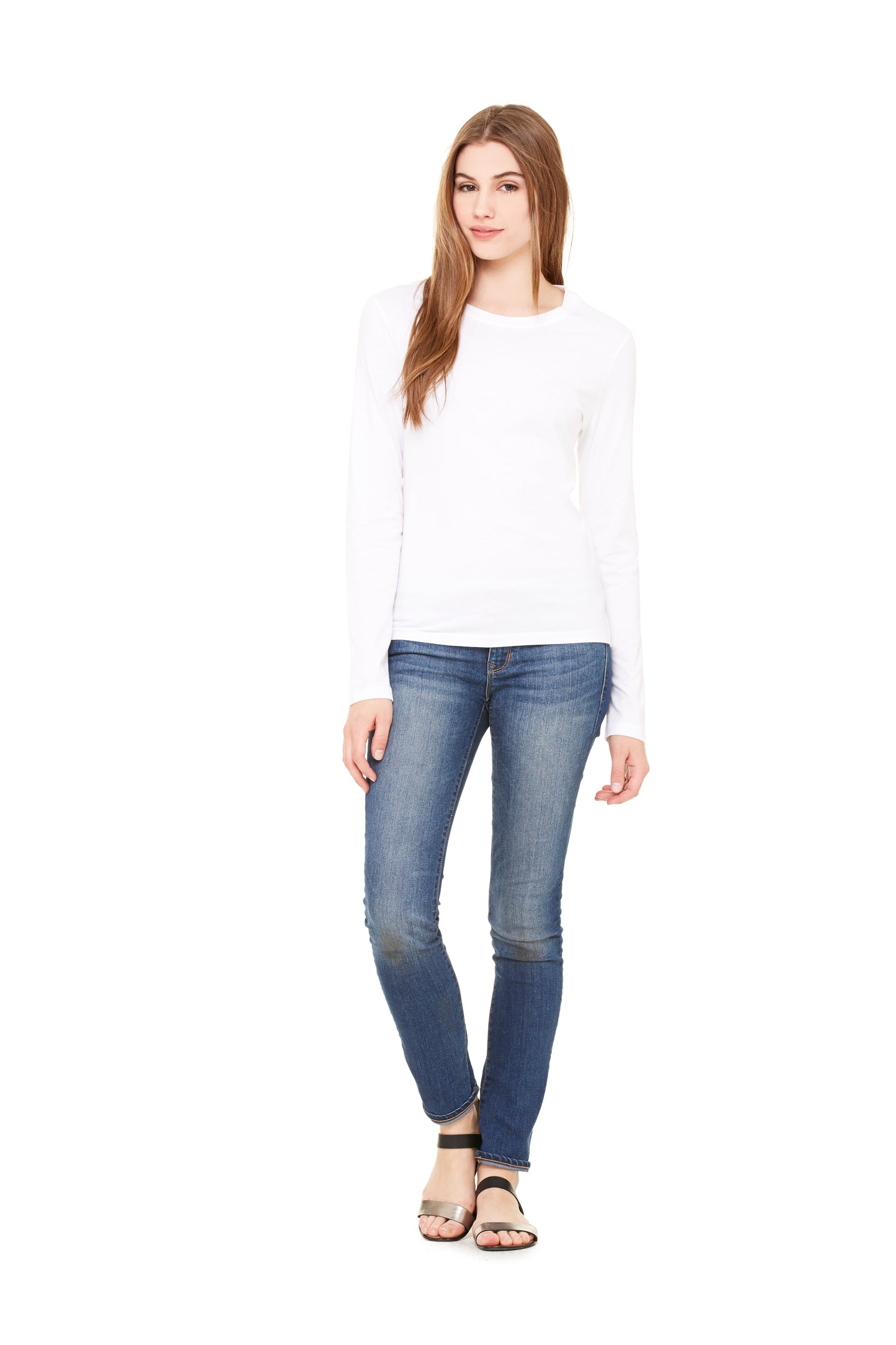 Long Sleeve Semi-relaxed fit Jersey Top-White