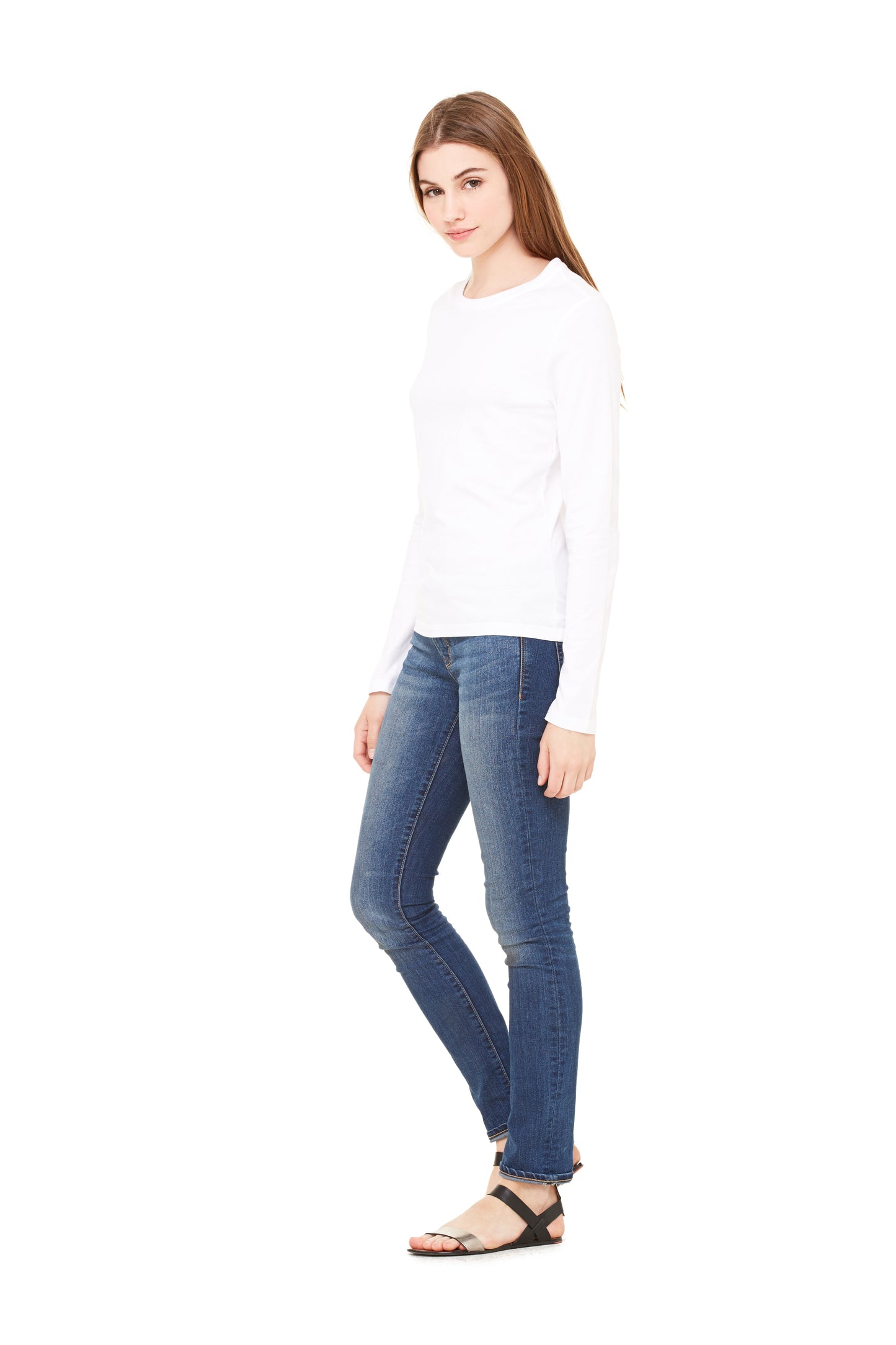 Long Sleeve Semi-relaxed fit Jersey Top-White